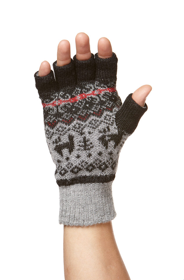 Handschuhe fingerlos mit Kappe Alpaka Damen Herren – Bild 2