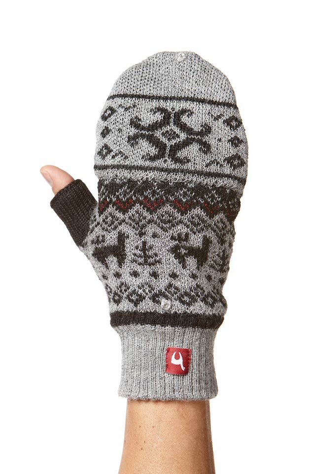 Handschuhe fingerlos mit Kappe Alpaka Damen Herren – Bild 3