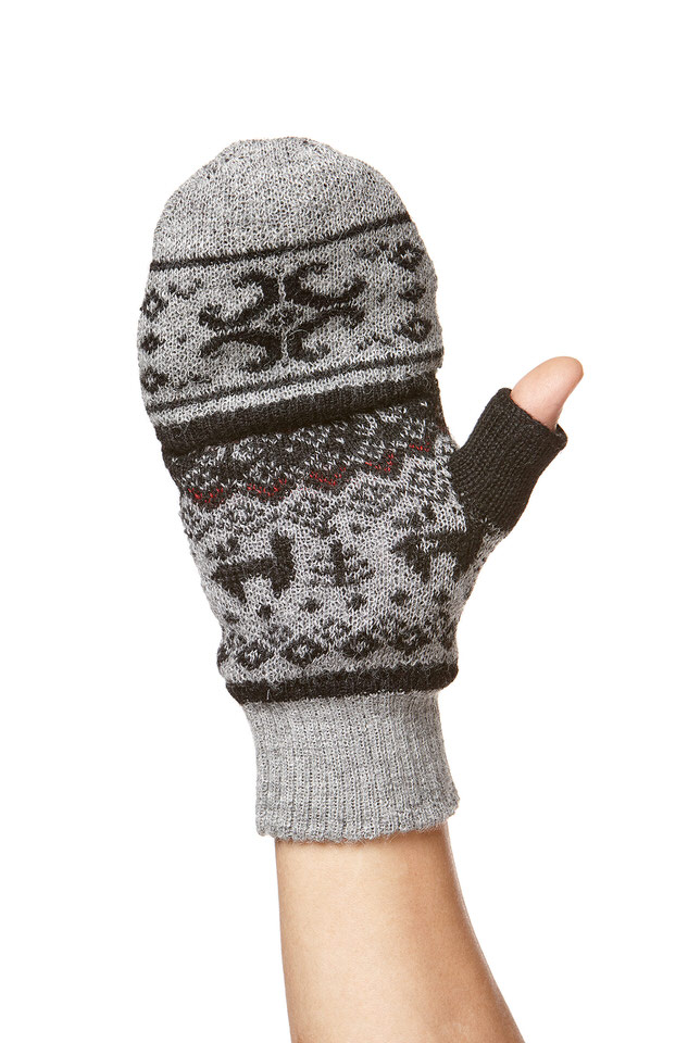 Handschuhe fingerlos mit Kappe Alpaka Damen Herren – Bild 4